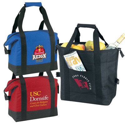 Insulated Lunch Cooler Bag w/ Exterior Pocket & Air Tight Seal
