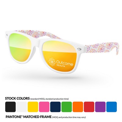 Retro Mirror Sunglasses W/ Lens Imprint & Full Color Arms Sublimation Wrap