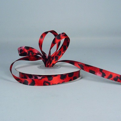 Red Leopard Ribbon w/Double Faced Satin