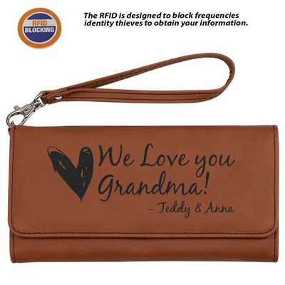 R.F.I.D Protected Rawhide Leatherette Wallet With Strap.