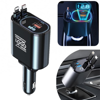 4 In 1 Telescopic Car Fast Charger Phone Adapter