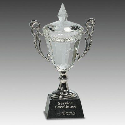 9.5" Crystal Cup with Silver Handles and Stem