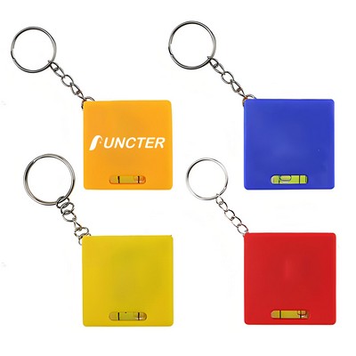 1 Meter Mini Square Steel Retractable Tape Measure with Level (Metric & Imperial) Keychain Tool