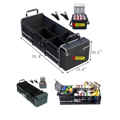 Foldable Cover Waterproof Trunk Organizer With Insulated Leakproof Cooler Bag