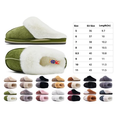 Womens Fluff Dual Memory Foam Slippers Ladies Cozy Arch Support Warm Scuff Slippers