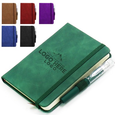 PU Pocket Notebook Journal With Pen