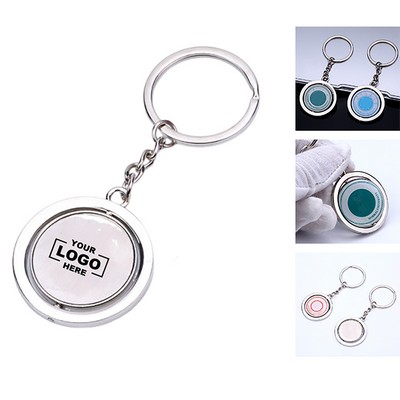 360° Rotating Round Metal Keychain