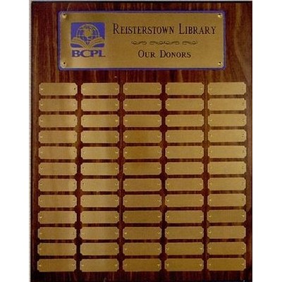 Standard Solid Walnut Perpetual Plaque w/ 60 Plates