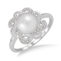 Jilco Inc. Pearl & Twist Diamond Ring