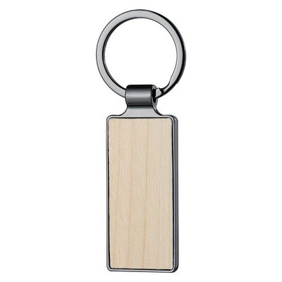 Metal Frame Rectangle Wood Keychain