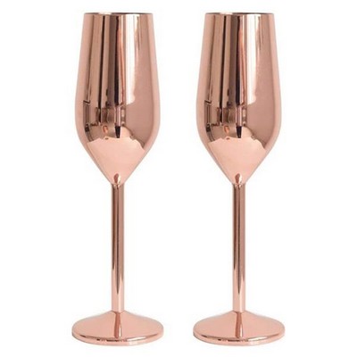 8 oz Rose Golden Stainless Steel Champagne Flute