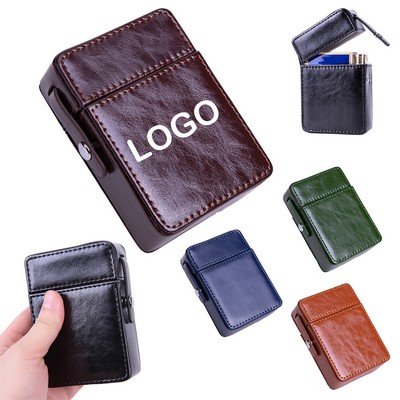 Metal Clip Leather Cigarette Case