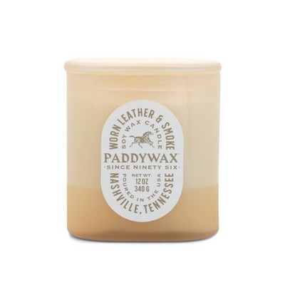 Vista 12 Oz Tan Glass With Ivory Label And Glass Lid - Worn Leather & Smoke