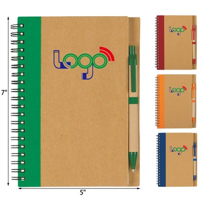 Eco Friendly Spiral Notebook with pen