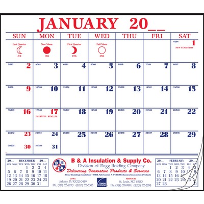 12 Sheet Wall Pad Calendar w/Daily Memo Space