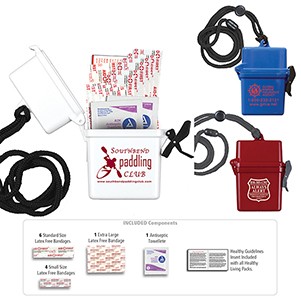 "EZ Carry Kit 3" 13 Piece First Aid Kit Pack w/Breakaway & Adjustable Neck Lanyard
