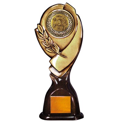 Stock 15" Classic Trophy with 2" Track & Field Female Coin and Engraving Plate