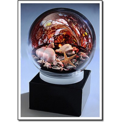Black Sand Beachcomber Art Glass Diorama w/ Marble Base (5.5"x7.25")