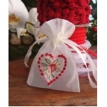 Red Heart Embroidered Satin Bag