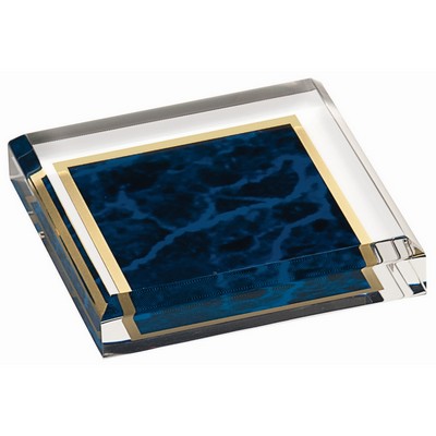 Blue Marbleized Paperweight Acrylic (3 3/4" x 3 3/4")