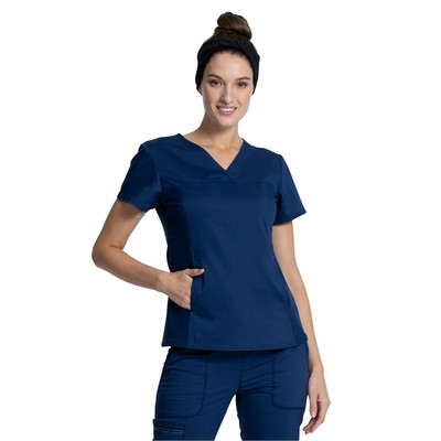 Cherokee® Workwear Revolution Women's V-Neck Knit Panel Top
