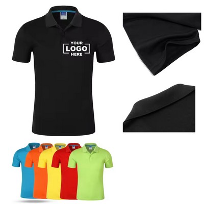 Men's Solid Golf Polo Shirt: Classic Button-Front Short Sleeve, Ideal for Sports & Running