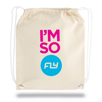 Natural Cotton Canvas Drawstring Backpack - 15"x18"