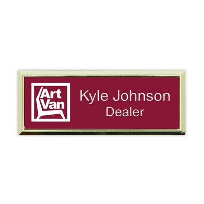 Plastic Framed Badges Square Corners (1"X3") (Screened & Engraved)