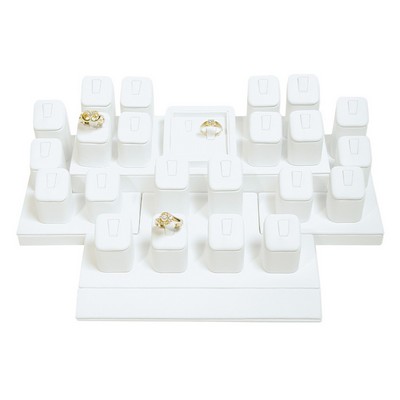 White Leather 24-Ring Set Display