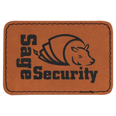 3" x 2" Rectangle Rawhide Leatherette Patch with Adhesive