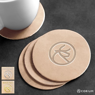 Leather Circle Coasters w/Initials/Logo (Set of 4) Add Logo Deboss Or Initials