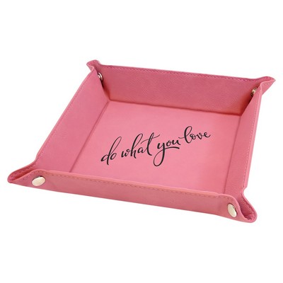 6" x 6" Pink Leatherette Snap Up Tray with Silver Snaps