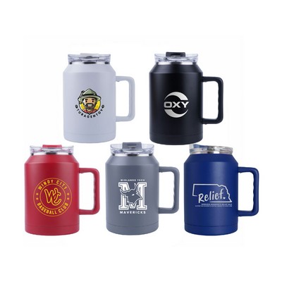 50 Oz. Double Wall SS Vacuum Hander Mug & Lid w/Twist Closure