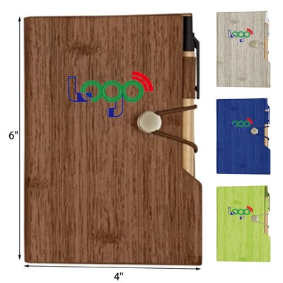 Wood Style Notepad Notebooks with Sticky Notes Markers