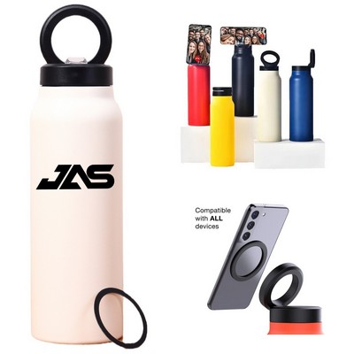 Magnetic Mount Insulated Stainless Steel Water Bottle with 360° Phone Holder