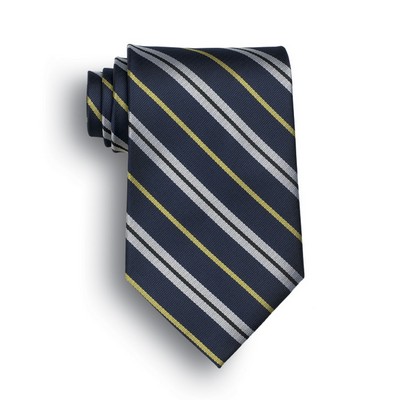 Pace Signature Stripe Polyester Tie - Navy/Gray/Gold