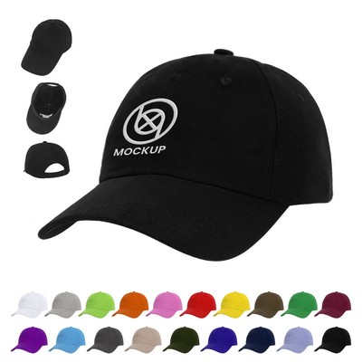 6 Panel Low Profile Unstructured Cotton Twill Baseball Cap