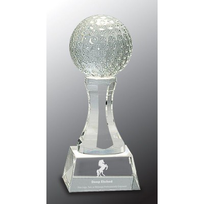 6" Crystal Golf Ball Award on Clear Pedestal Base