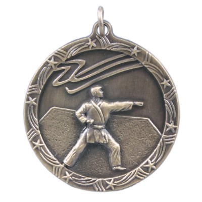1 3/4" Antique Finish Shooting Star Medal-Martial Arts