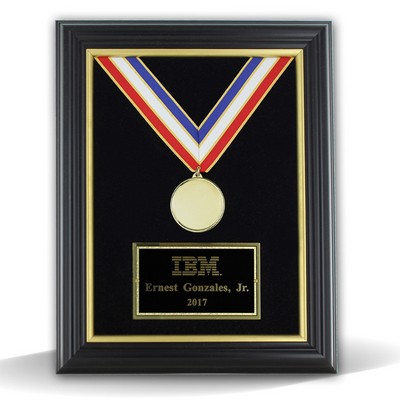 Black Frame Gold Trim Hanging Medal Frame w/Ribbon Wall Plaque (11" x 14")