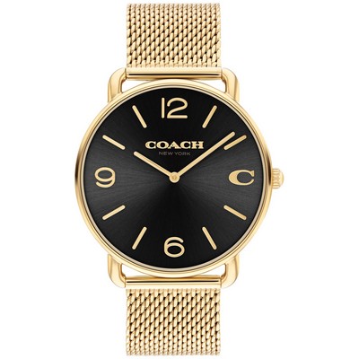 Coach® Gentleman's Elliott Gold Plated Watch w/Black Dial