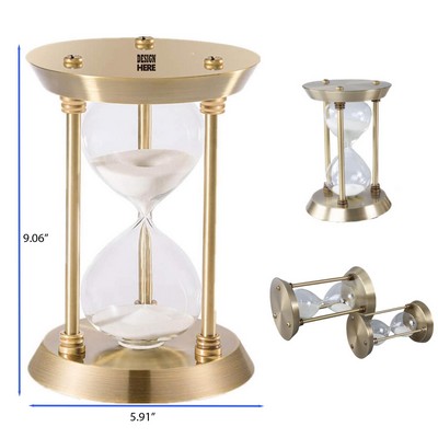 60 Minutes Brass Metal Hour Glass for Decor Sandglass Timer