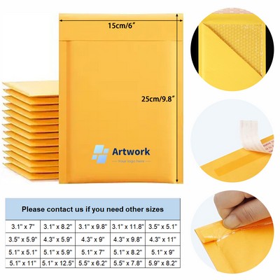 Self Sealing 6 x 9.8 Inches Kraft Bubble Mailers Yellow Padded Envelopes Business Mailing Packages