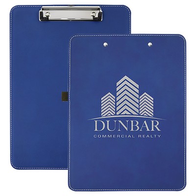 9" x 12.5" Blue/Silver Leatherette Clipboard