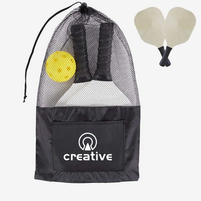 Custom Poplar Pickleball Paddle Set W/ Mesh Bag