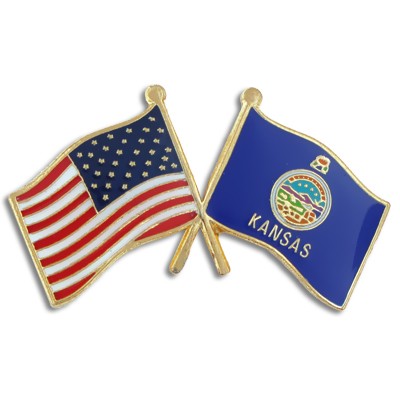 Kansas & USA Flag Pin