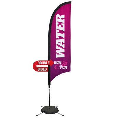 7' Premium Razor Sail Sign Flag, 2-Sided, Scissor Base