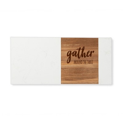 7" x 15" Rectangular Marble & Acacia Wood Board