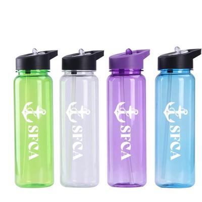 Plastic Sports Water Bottle with Straw