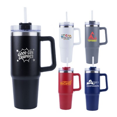 30 Oz. Double Wall SS Vacuum Mug & Straw Lid w/Twist Close